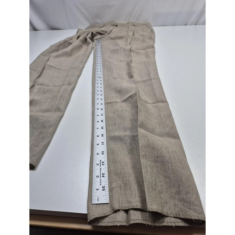 VTG John Alexander Dress Pants Men's 36x36 Beige Linen Pleated Classic NWT USA